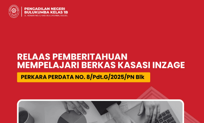 Official court announcement bulletin for cassation case review at Bulukumba District Court.